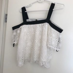 White cold shoulder cropped blouse